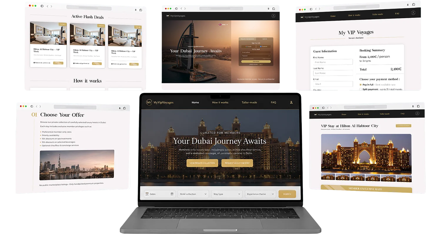 My VIP Voyage website preview on desktop and mobile